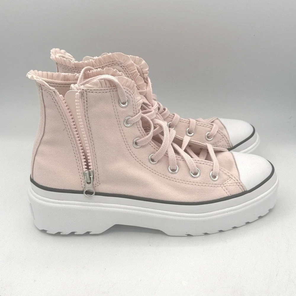 Converse CTAS Lugged Lift Hi Kids Ruffle Side Zip Platform Size 7 Pink A09279C